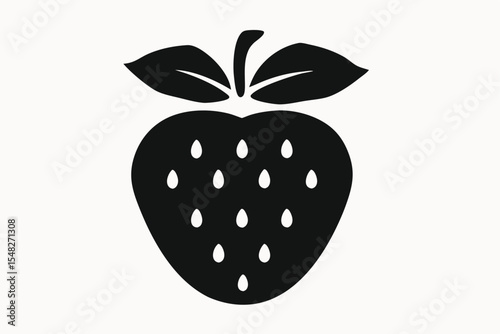Simple Strawberry Icon Black and White Fruit Illustration