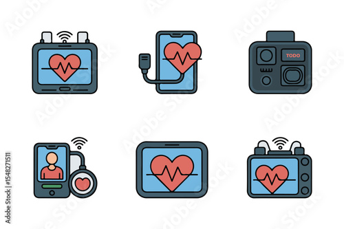 Health monitoring and medical technology icons