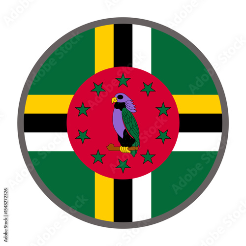 round flag of Dominica on white background vector
Vector round flag