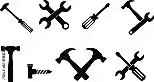 set of tools silhouettes