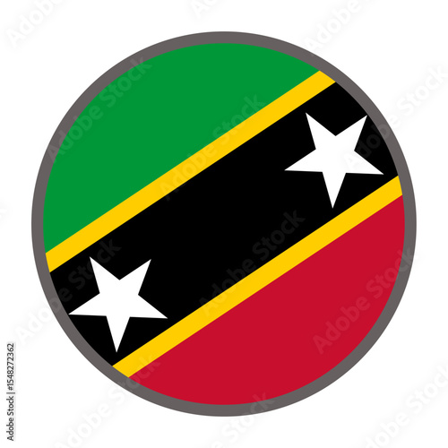 round flag of Saint Kitts and Nevis on white background vector
Vector round flag