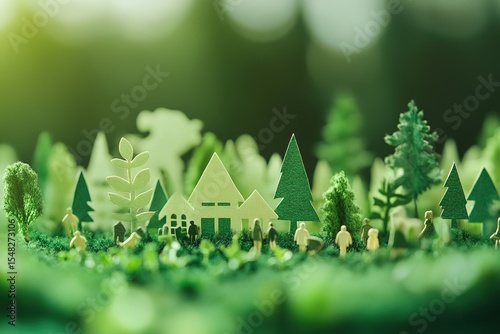 Eco friendly, green company culture concept. Carbon neutral and net zero target. Sustainable enviroment and business. Social responsibility. Build eco and green community. World environment day
