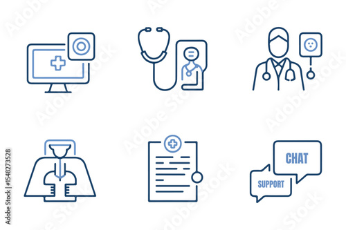 Medical icons representing healthcare services and support
