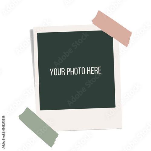 Polaroid Frame with Decorative Pink and Green Tape

