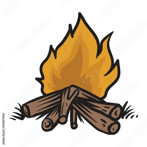 bonfire with separate background vector format