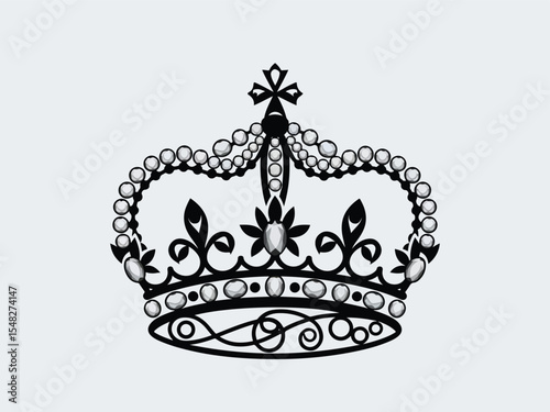 Silhouette Crown Icon Vector in Black on White Background