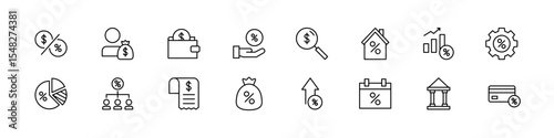 Tax icon. Taxes icon set. Isolated tax vector set. Loan sign set. Bank loan vector set. Dollar credit signs.