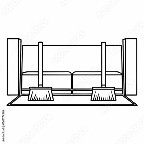 Cleaning bucket and mop icon in outline style