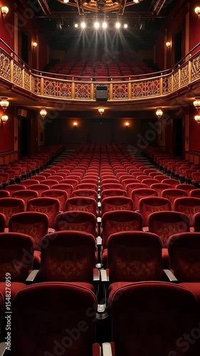 Empty Auditorium with Stage View – Cinematic Theater Interior Stock Footage