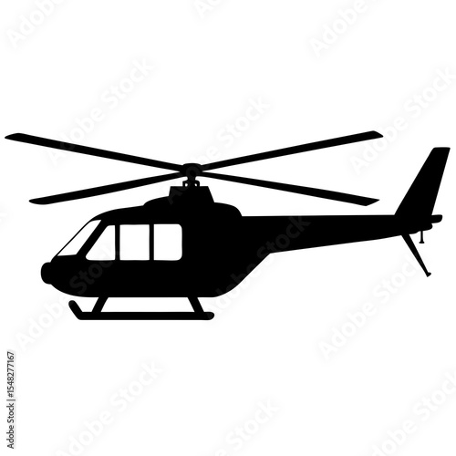 helicopter vector illustration Flying Helicopter Silhouette – Vector Graphic for Transport and Aviation Themes

