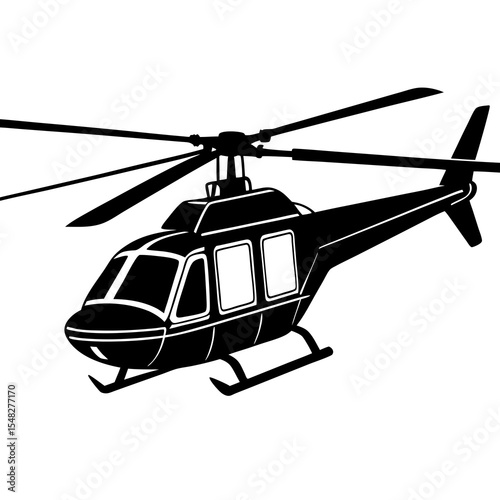 Helicopter Vector Silhouette – Minimal Aircraft Illustration for Commercial Use


