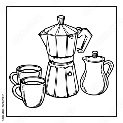  kitchen appliances coloring pages isolated