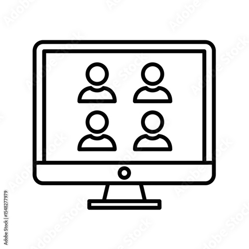 Remote work illustration showing four people on a computer screen  