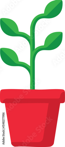 Vibrant Green Plant Sprouting in a Red Pot signifying Growth and New Beginnings