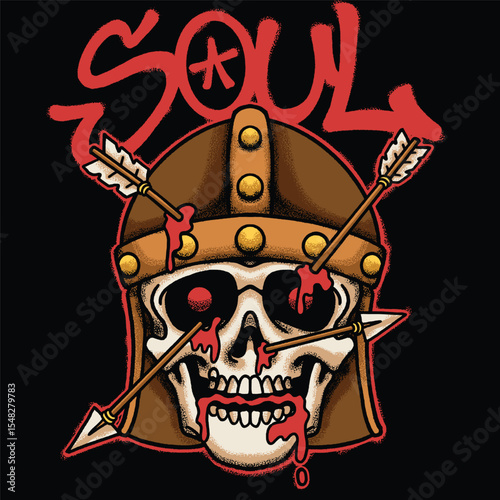 Viking Skull Helmet for streetwear illustration