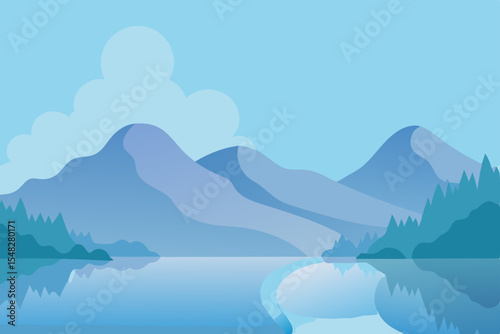 mountain landscape with lake