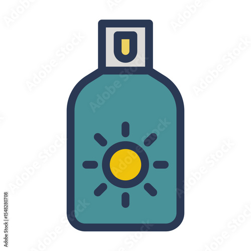 Sun Screen Icon in Flat Outline Style. Color Fill Outline