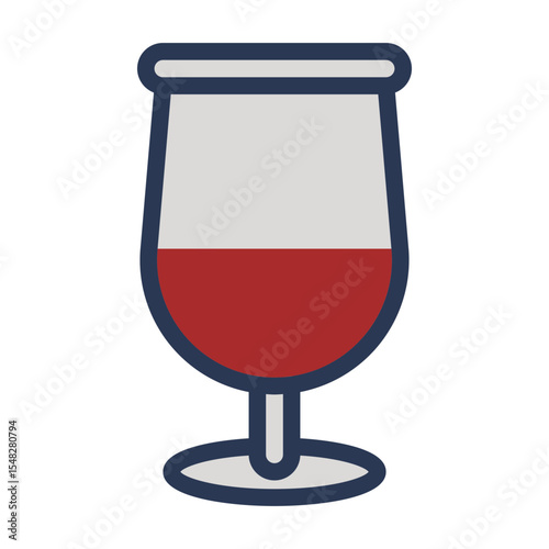 Glasses Icon in Flat Outline Style. Color Fill Outline