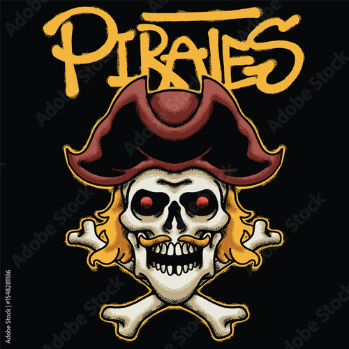 pirate skull for streetwear illustration