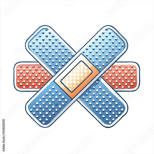 Two crossed bandages create an interesting and colorful medical icon illustration
