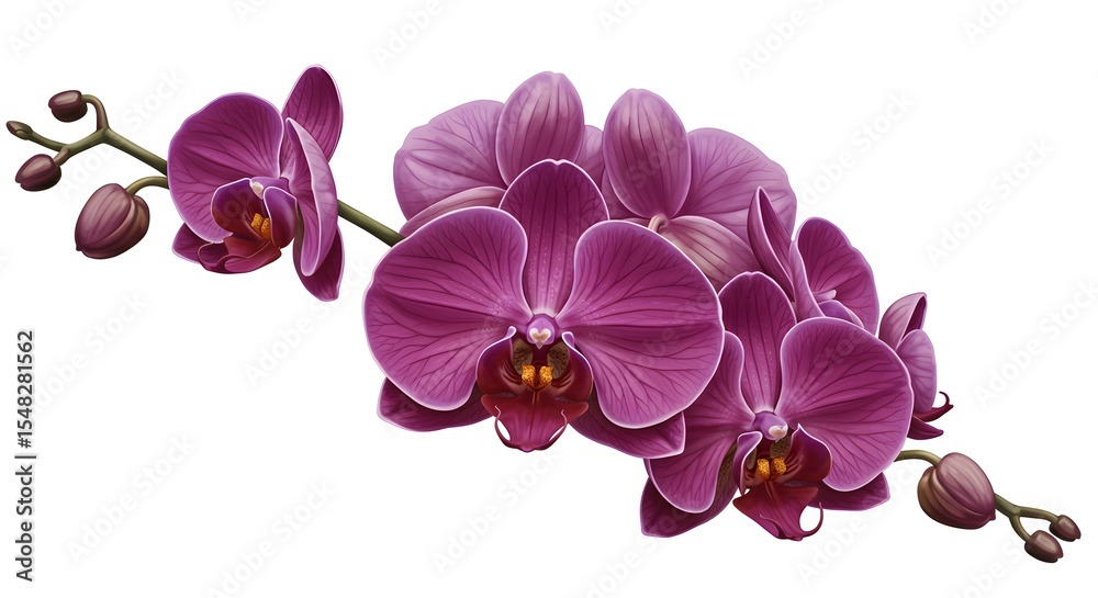 Obraz premium Orchidées roses éclatantes lumière douce fond blanc