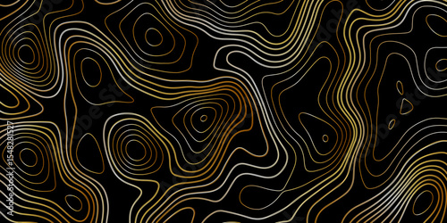 Gradient color topology and topography vector design abstract background contour map texture for print works . black curve line background with wave shape vector illustration.	