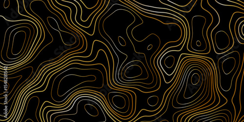 Gradient color topology and topography vector design abstract background contour map texture for print works . black curve line background with wave shape vector illustration.	