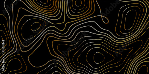 Gradient color topology and topography vector design abstract background contour map texture for print works . black curve line background with wave shape vector illustration.	