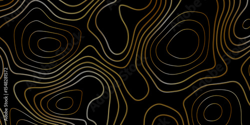 Gradient color topology and topography vector design abstract background contour map texture for print works . black curve line background with wave shape vector illustration.	