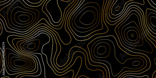Gradient color topology and topography vector design abstract background contour map texture for print works . black curve line background with wave shape vector illustration.	