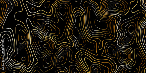 Gradient color topology and topography vector design abstract background contour map texture for print works . black curve line background with wave shape vector illustration.	