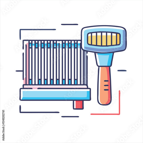 Cartoon Image of a Radiator and a Brush for Maintenance