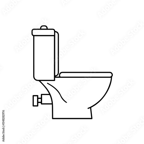 Toilet bowl line art drawing. Simple toilet illustration for bathroom interior design. Clean toilet icon suitable for plumbing or renovation projects.