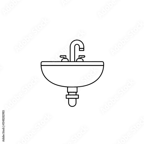 Bathroom sink with faucet and two knobs. Simple bathroom sink design for renovation projects. Clean and modern bathroom sink ideal for brochures and websites.