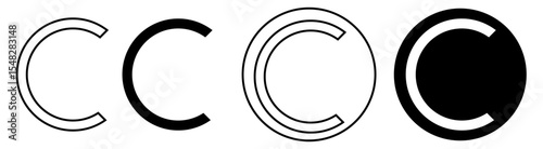 Minimalist flat copyright icon in outline style, vector EPS 10 format. Clean, simple design suitable for digital rights, legal content, intellectual property, and media protection user interfaces.