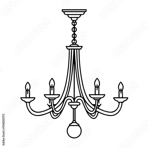 Elegant chandelier with five candle-shaped lights. Classic chandelier design perfect for home decor. This five-light chandelier adds sophistication and charm to any interior.