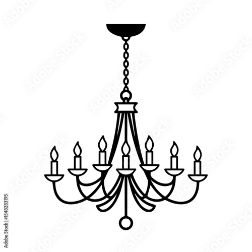 Elegant chandelier with eight candles hanging from ceiling. Classic chandelier design perfect for home decor. This elegant chandelier is ideal for adding a touch of luxury to any room.