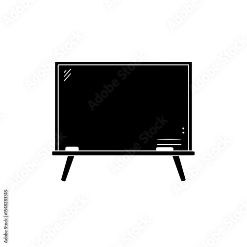 Simple black chalkboard on wooden easel.  Chalkboard surface is perfect for writing notes, messages, or announcements. This simple chalkboard image is ideal for classroom, school,