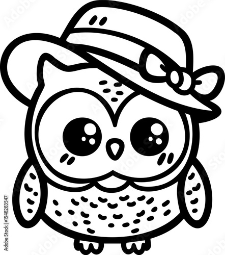 Minimal owl illustration with soft curves and a cute face, created for young children’s crafts and printed materials.