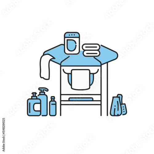 Illustrated cleaning and laundry tools