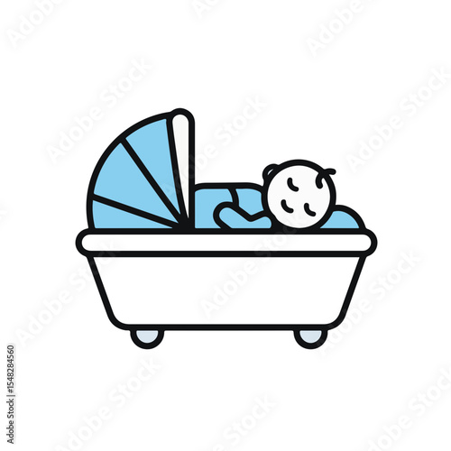 A peaceful illustration of a sleeping infant in a cradle.