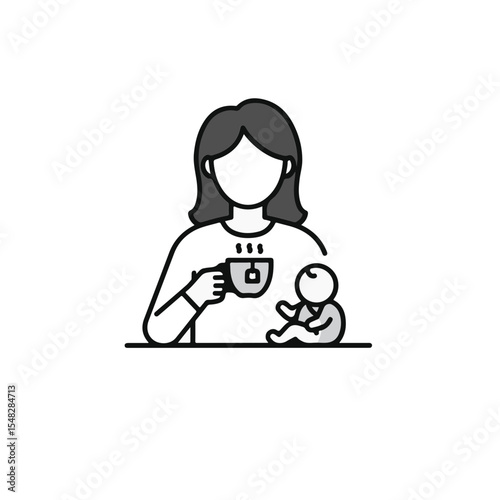 Mother and baby enjoy tea time.