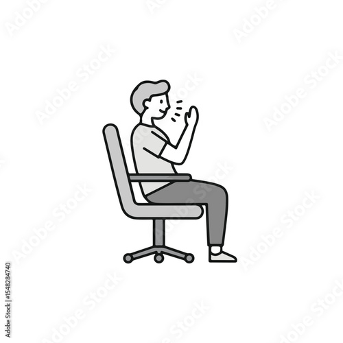Illustration of a person speaking while seated in a chair.
