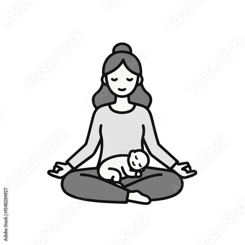 Serene mother meditating with her baby.