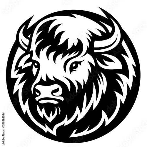 Wallpaper Mural Stylized Bison Head Illustration Tribal Art Design Torontodigital.ca