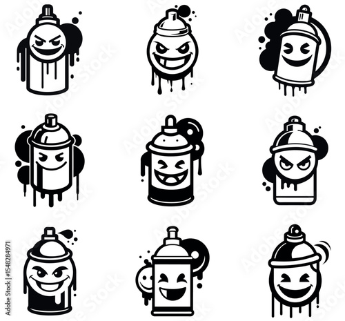 Graffiti Spray Can Emoticon Set
