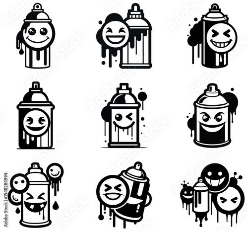 Graffiti Spray Can Emoticon Set