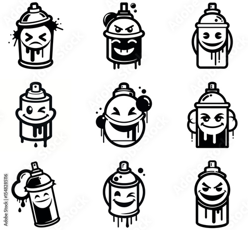 Graffiti Spray Can Emoticon Set