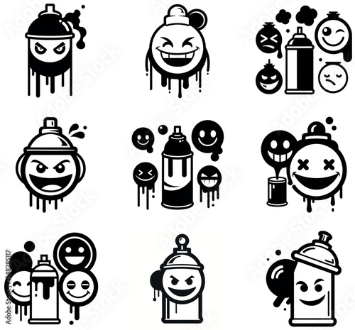 Graffiti Spray Can Emoticon Set