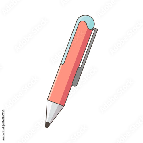 Vector illustration of a ballpoint pen on white background – ideal for back to school designs, children’s education, office and business stationery, seasonal marketing materials, and knowledge day 